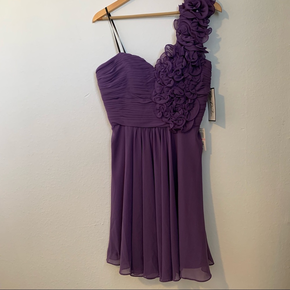 Purple ruffle mini prom dress 13/14 - Picture 5 of 5